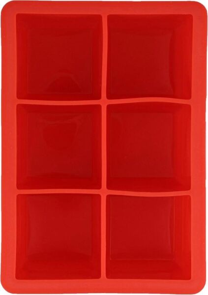 Biradlı GRV-001 Kare Silikon Buz Kalıbı 6’lı Kırmızı