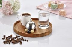 Biradlı GRV-301 Ahşap Yuvarlak Türk Kahve Seti, 19x2 cm