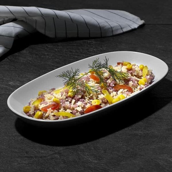 Külsan Thermoset International Kayık Tabak,34x20 cm, 6 Adet, Beyaz