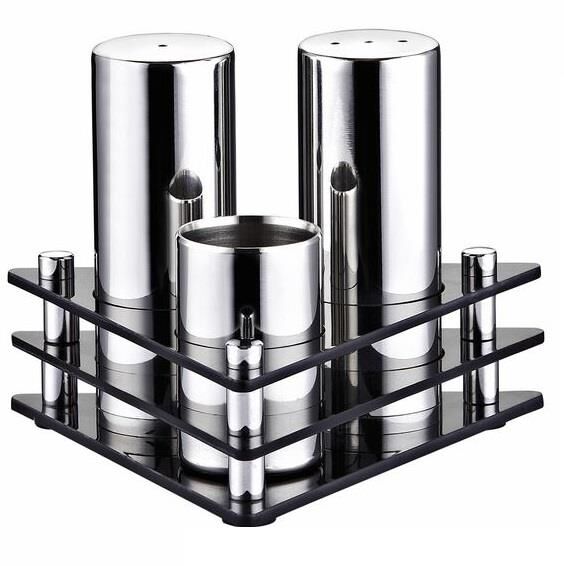 Biradlı 3'Lü Üçgen Pleksi St.Tuzluk Takımı (Parlak)