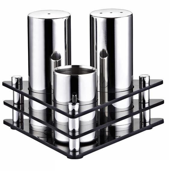 Biradlı 3'Lü Üçgen Pleksi St.Tuzluk Takımı (Parlak)