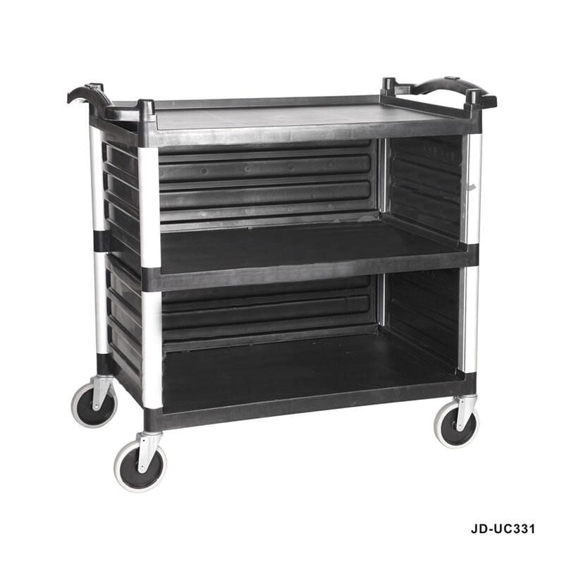 Globy 3 Katlı Servis Arabası Etrafı Kapalı Siyah