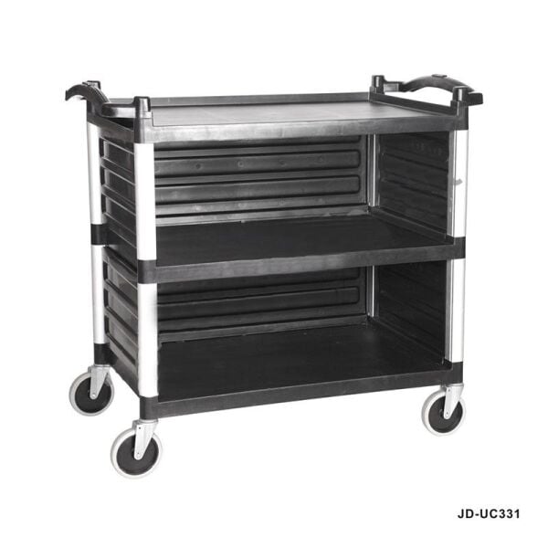 Globy 3 Katlı Servis Arabası Etrafı Kapalı Siyah