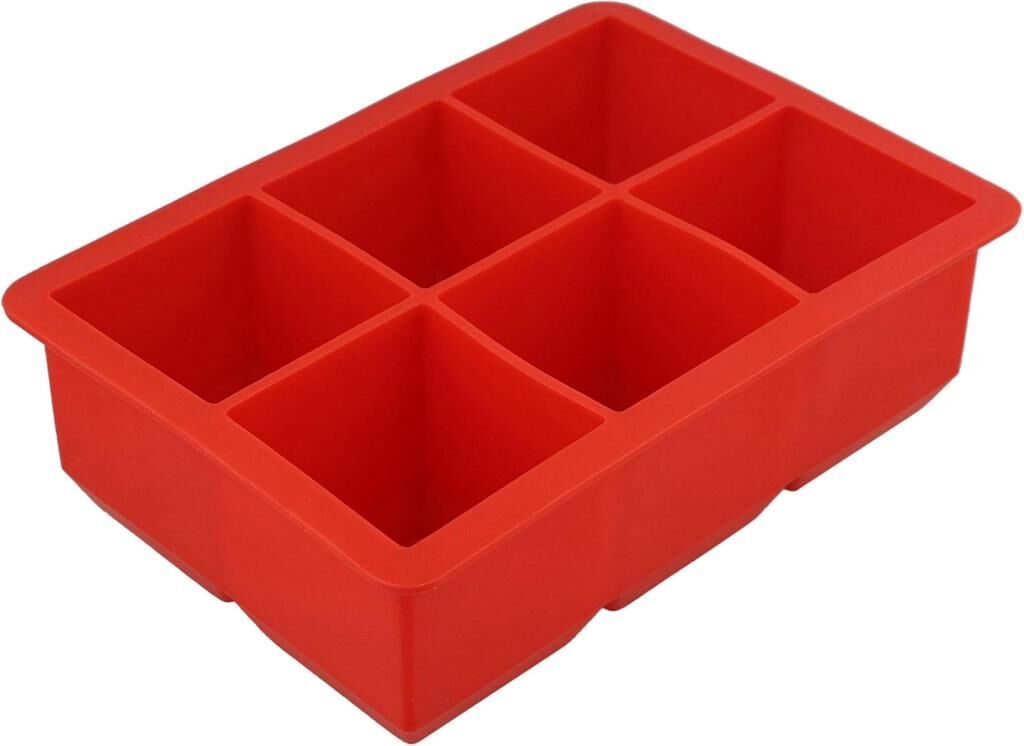Biradlı GRV-001 Kare Silikon Buz Kalıbı 6’lı Kırmızı