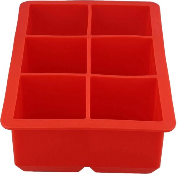 Biradlı GRV-001 Kare Silikon Buz Kalıbı 6’lı Kırmızı