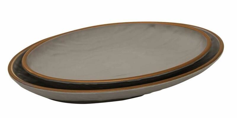 Globy Melamin Oval Sunum Tabağı Gold 39x27,5x4,3 cm