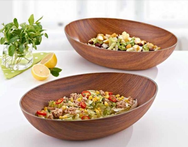 Evelin Large Ahşap Görünümlü Oval Kase