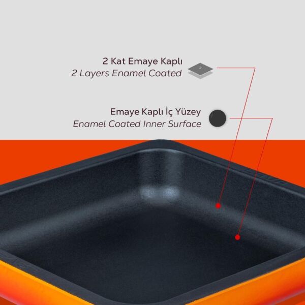 Lava Döküm GN 2/1 Gastronom Küvet 35x32cm Turuncu