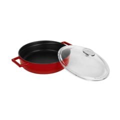 Lava Döküm Glaze Çok Amaçlı Yayvan Tencere 24cm Kırmızı