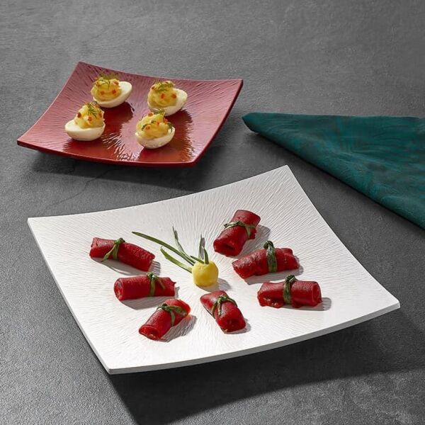 Külsan Thermoset Saku Kare Servis Tabağı, Teşhir Tabağı, 31x31 cm Siyah