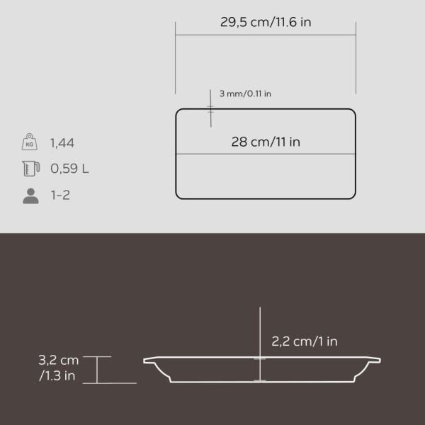 Lava Döküm Dikdörtgen Servis Tabağı 30x15 cm
