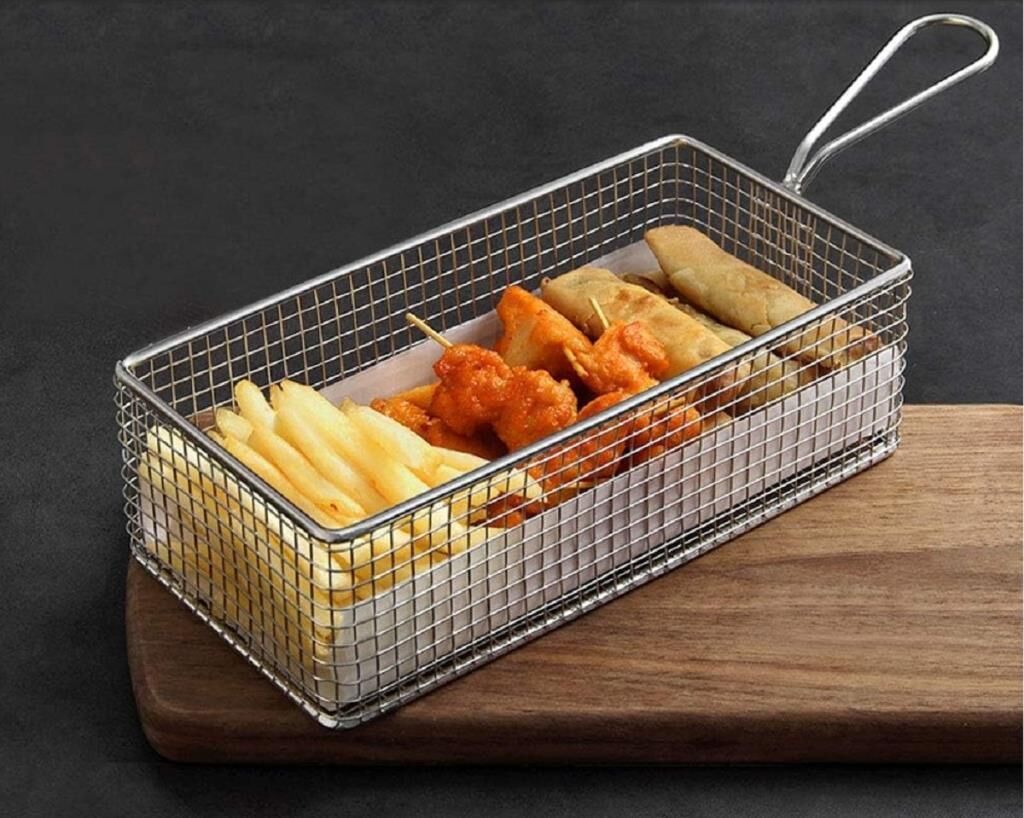 Globy Metal Cipslik, Patates Ve Atıştırmalık Sunum Sepeti 21.5x10.5 cm