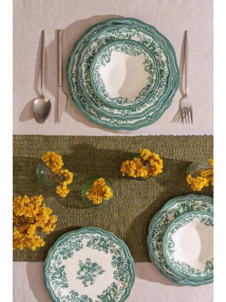 Porser Porselen IDFine Velour Green Fulya Yemek Takımı 24 Parça