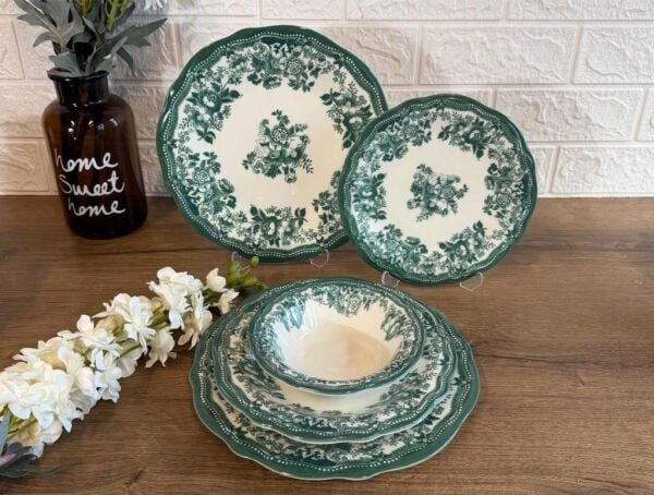 Porser Porselen IDFine Velour Green Fulya Yemek Takımı 24 Parça