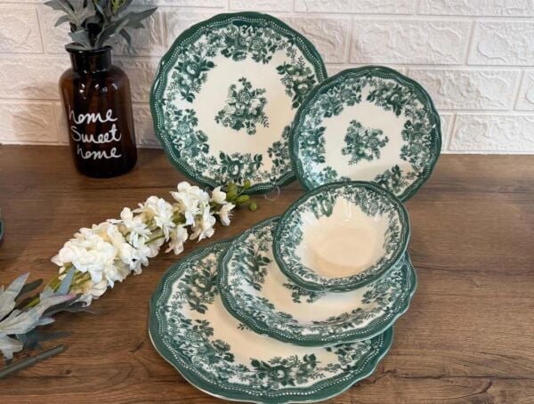 Porser Porselen IDFine Velour Green Fulya Yemek Takımı 24 Parça