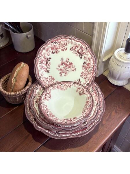 Porser Porselen IDFine Velour Maroon Fulya Yemek Takımı 24 Parça