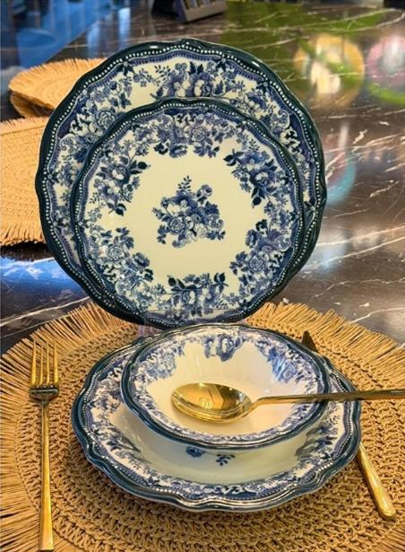 Porser Porselen Velour Navy Fulya Yemek Takımı 24 Parça
