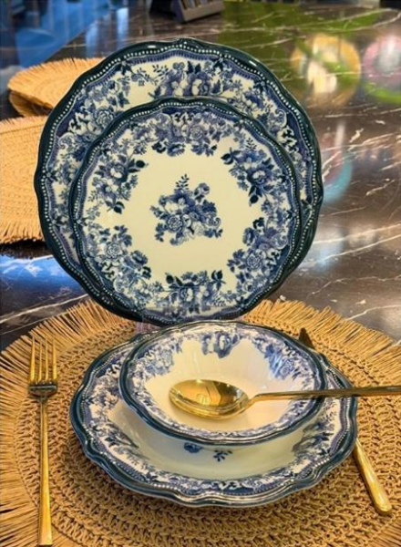 Porser Porselen Velour Navy Fulya Yemek Takımı 24 Parça