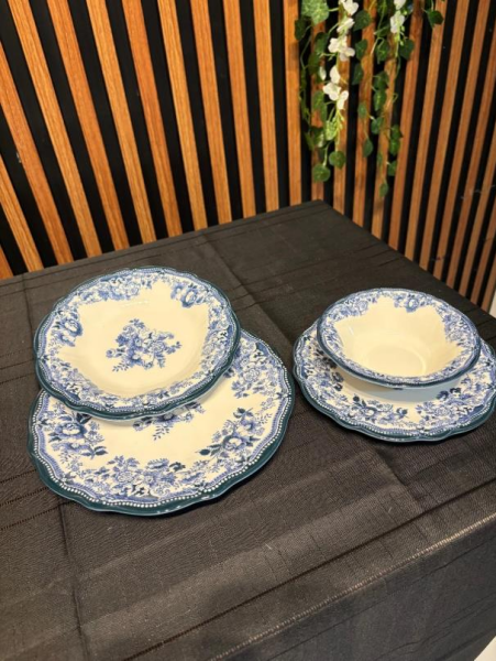 Porser Porselen Velour Navy Fulya Yemek Takımı 24 Parça