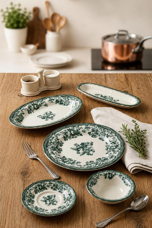 Porser Porselen Velour Green Fulya Kahvaltı Takımı 20 Parça