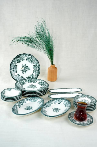 Porser Porselen Velour Green Fulya Kahvaltı Takımı 20 Parça