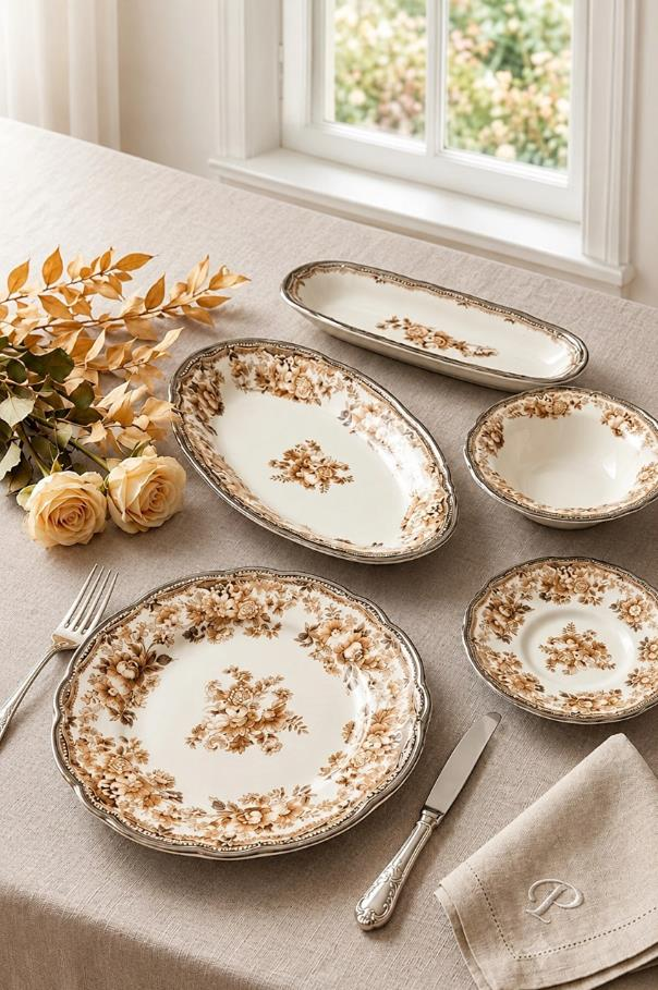 Porser Porselen Velour Brown Fulya Kahvaltı Takımı 20 Parça