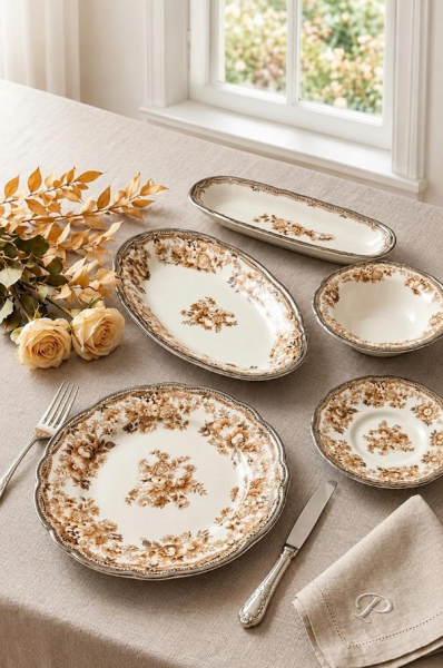 Porser Porselen Velour Brown Fulya Kahvaltı Takımı 20 Parça