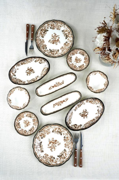 Porser Porselen Velour Brown Fulya Kahvaltı Takımı 20 Parça