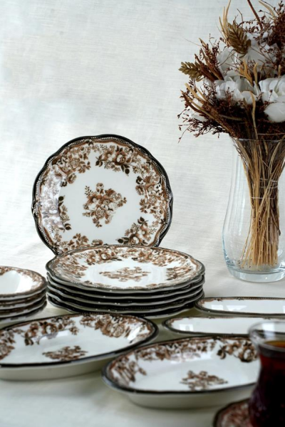 Porser Porselen Velour Brown Fulya Kahvaltı Takımı 20 Parça