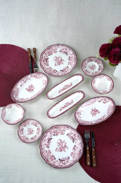 Porser Porselen Velour Maroon Fulya Kahvaltı Takımı 20 Parça