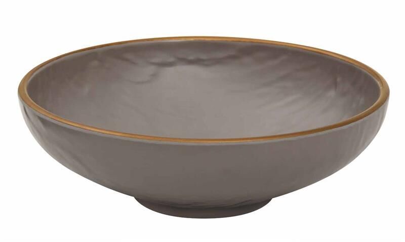 Globy Açık Büfe Melamin Yuvarlak Servis Kasesi , Teşhir Kase Gold 26x26x8 cm