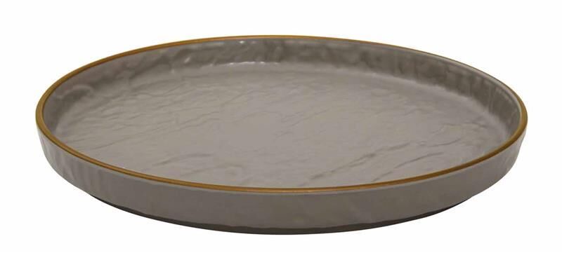 Globy Açık Büfe Melamin Yuvarlak Servis Kasesi , Teşhir Kase Gold 36x36x3,6 cm