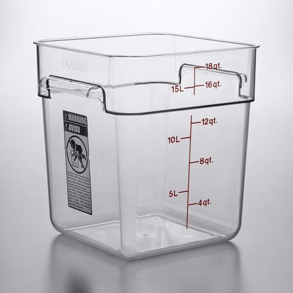Cambro 18SFSCW135 Polikarbon Saklama Kabı Ölçekli Kare 17,2 Litre