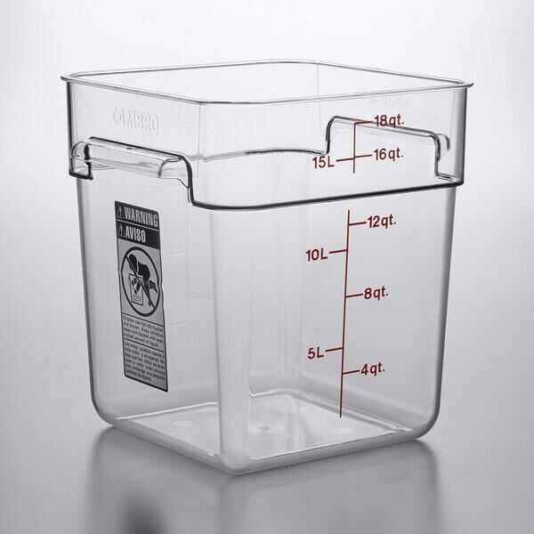 Cambro 18SFSCW135 Polikarbon Saklama Kabı Ölçekli Kare 17,2 Litre