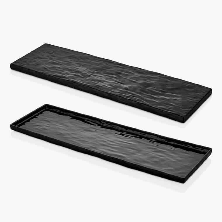 Külsan Thermoset Pano, Taş Efektli Teşhir Tabağı,GN 2/4,53x16.3 cm, Siyah