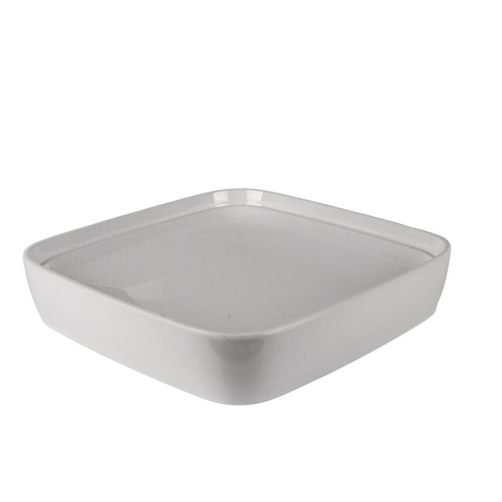 Globy Açık Büfe Kare Sunum Tabak Beyaz 29×6 cm