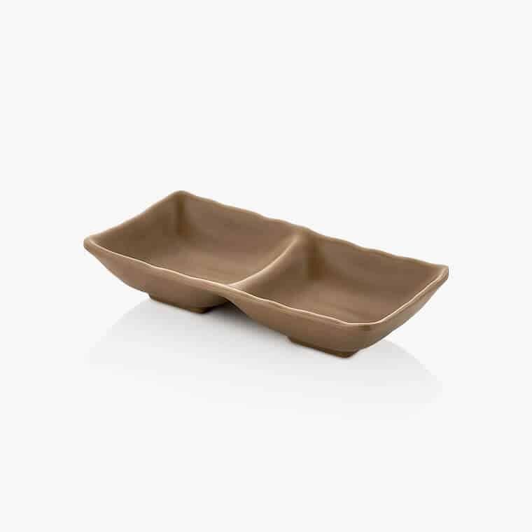 Külsan Thermoset İkili Ramekin, Sosluk Kase, 17.5x8.7 cm, 6 Adet, Sütlü Kahve