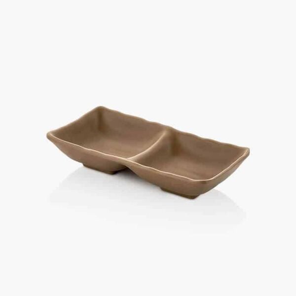 Külsan Thermoset İkili Ramekin, Sosluk Kase, 17.5x8.7 cm, 6 Adet, Sütlü Kahve