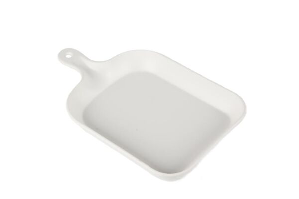 Globy Kulplu Sunum Tabak Beyaz 30×20×4 cm