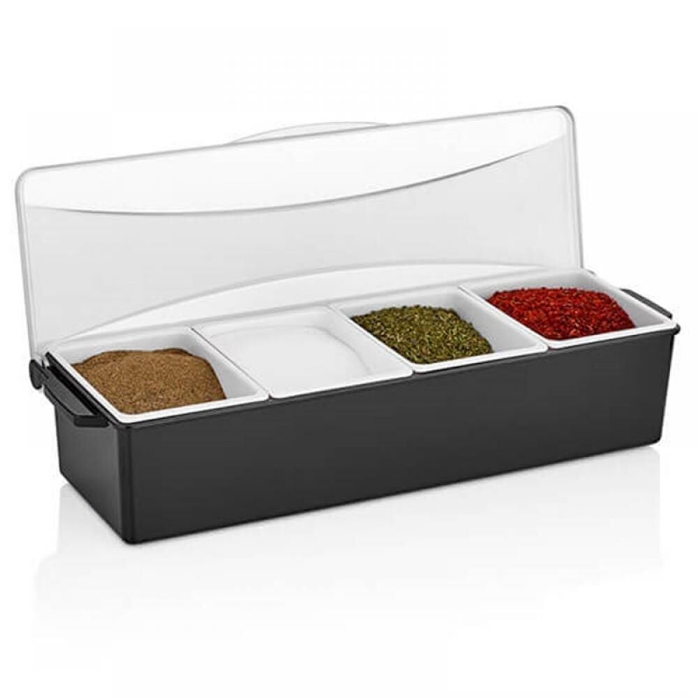Gastroplast GSE-04 Kapaklı Bar Konteyner 4'lü Sunumluk Siyah