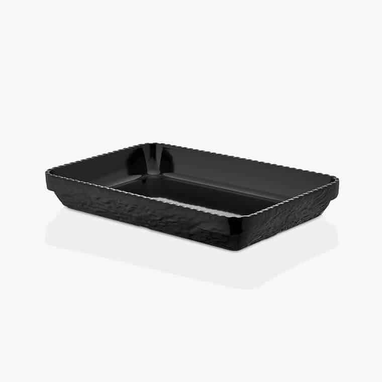 Külsan Thermoset Olie Dikdörtgen Servis Kase, Teşhir Kase 35.6x24 cm, Siyah