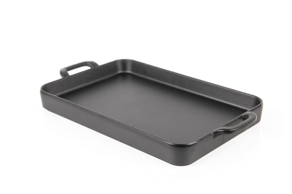 Globy Çift Kulplu Sunum Tabak Siyah 30×20×4 cm