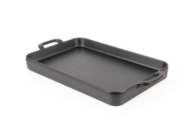 Globy Çift Kulplu Sunum Tabak Siyah 30×20×4 cm