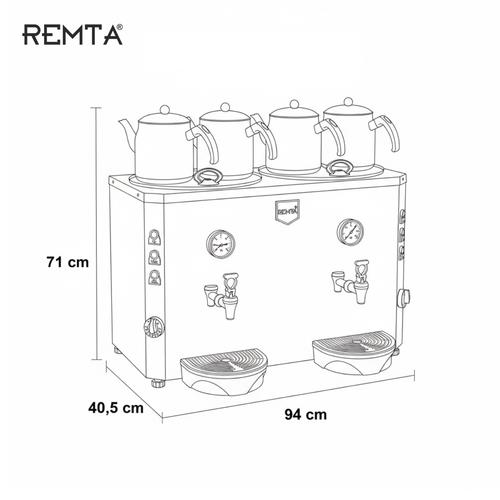 Remta DE13S 4 Demlikli Jumbo Çay Makinesi Şamandıralı 46 L