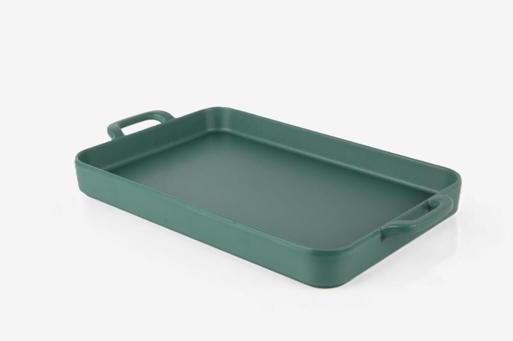 Globy Çift Kulplu Sunum Tabak Yeşil 30×20×4 cm