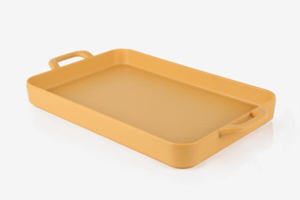Globy Çift Kulplu Sunum Tabak Sarı 35×20×4 cm