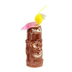 Biradlı GRV-20218 Groovy Seramik Tiki Kokteyl Bardağı, Kahverengi,