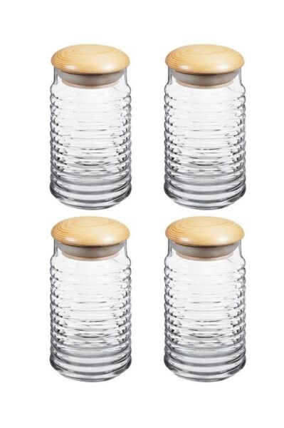 Paşabahçe 43173 Babylon Ahşap Kapaklı Kavanoz - 1125cc - 4 Adet