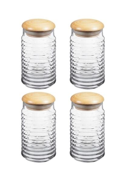 Paşabahçe 43173 Babylon Ahşap Kapaklı Kavanoz - 1125cc - 4 Adet