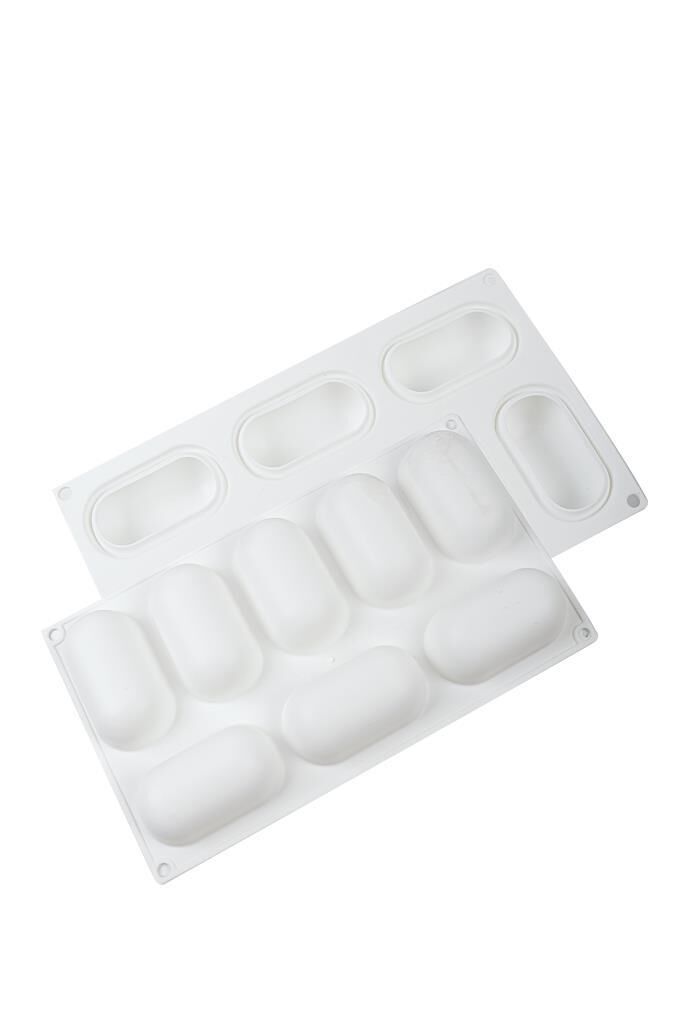 Globy Silikon Profesyonel Mousse 3D Oval Dikdörtgen Kek, Tatlı Kalıbı 8li